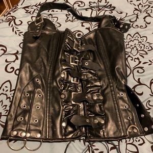 Faux leather halter top